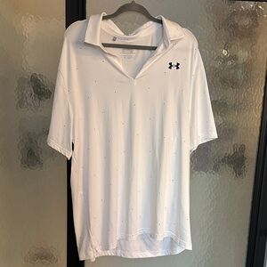Under Armour Men's Polo Shirt in White with Black Logo